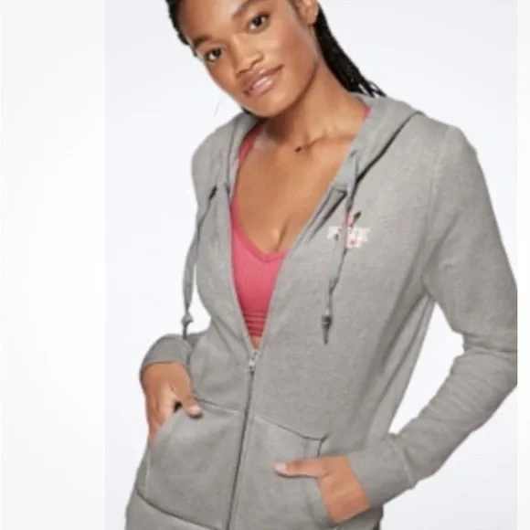 PINK Victoria's Secret Women's Floral Gray Hoodie - Picture 2 of 6